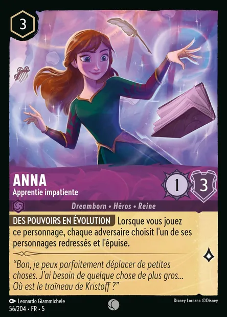 Anna - Apprentie impatiente, carte Disney Lorcana CH5-056 — extension Ciel Scintillant