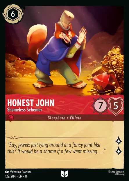 Honest John - Shameless Schemer, Disney Lorcana card CH8-122 — The Reign of Jafar set