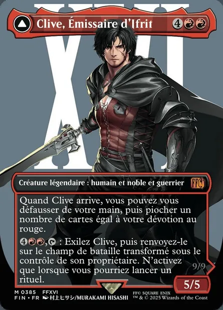 Clive, Émissaire d'Ifrit // Ifrit, Primordial du feu, carte Magic FIN 385 — extension Final Fantasy