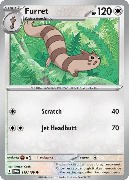 Furret, Pokémon card JTG 119 — Journey Together set