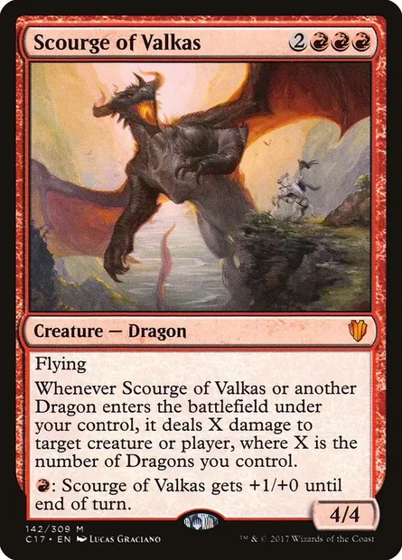Scourge of Valkas, Magic card C17 142 — Commander 2017 set