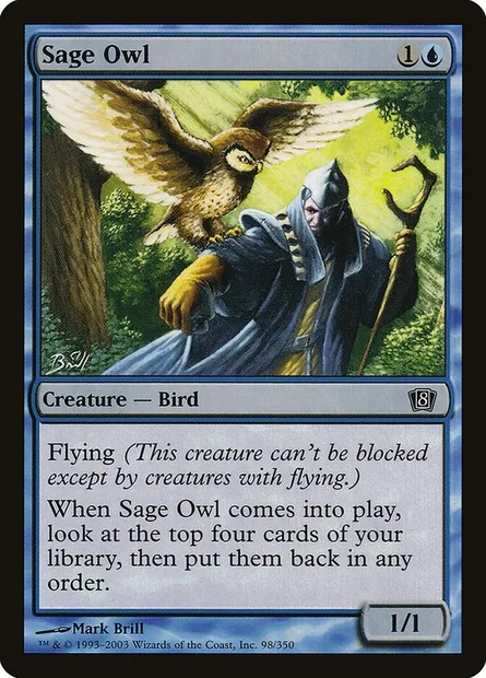 Sage Owl, Magic card 8ED 98★ — Eighth Edition set