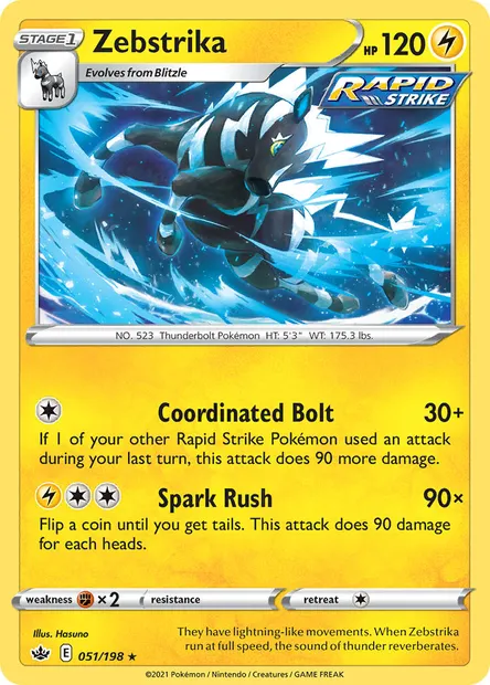Zebstrika, Pokémon card CRE 51 — Chilling Reign set