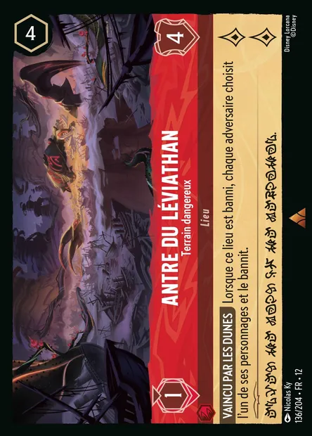 Antre du Léviathan - Terrain dangereux, carte Disney Lorcana CH12-136 — extension Contrées Inconnues