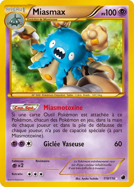 Miasmax, carte Pokémon PLF 119 — extension Glaciation Plasma