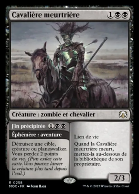 Cavalière meurtrière // Fin précipitée, carte Magic MOC 258 — extension March of the Machine Commander