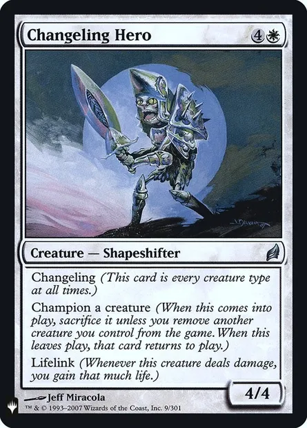 Changeling Hero, Magic card PLST LRW-9 — The List set