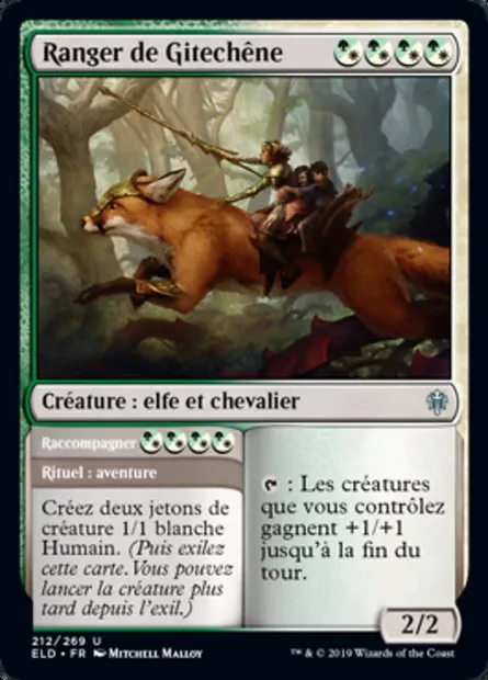 Ranger de Gitechêne // Raccompagner, carte Magic ELD 212 — extension Throne of Eldraine