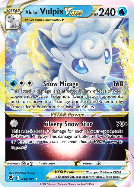 Alolan Vulpix VSTAR, Pokémon card SIT 034 — Silver Tempest set