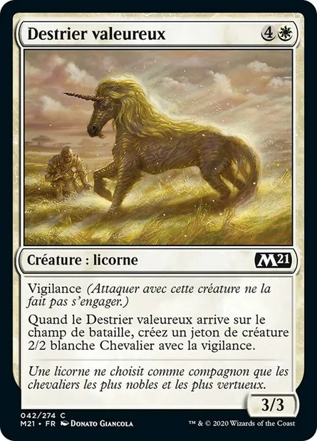 Destrier valeureux, carte Magic M21 42 — extension Core Set 2021