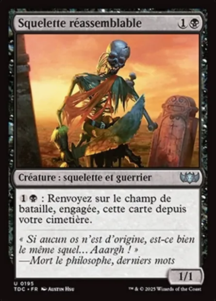 Squelette réassemblable, carte Magic TDC 195 — extension Tarkir: Dragonstorm Commander
