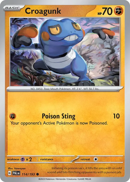 Croagunk, Pokémon card PAL 114 — Paldea Evolved set