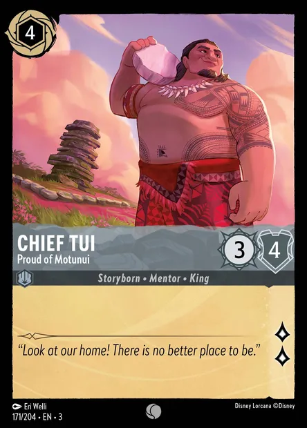 Chief Tui - Proud of Motunui, Disney Lorcana card CH3-171 — Into the Inklands set