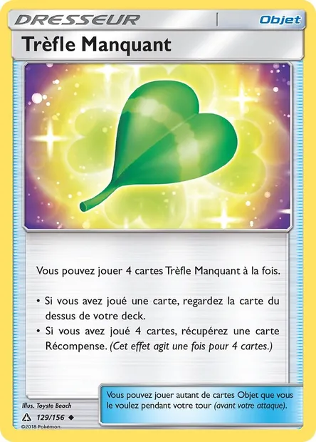Trèfle Manquant, carte Pokémon UPR 129 — extension Ultra-Prisme