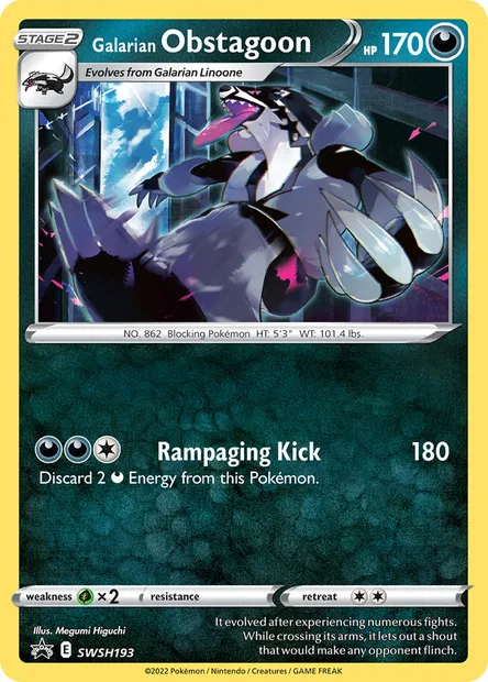 Galarian Obstagoon, Pokémon card SWSH 193 — SWSH Black Star Promos set
