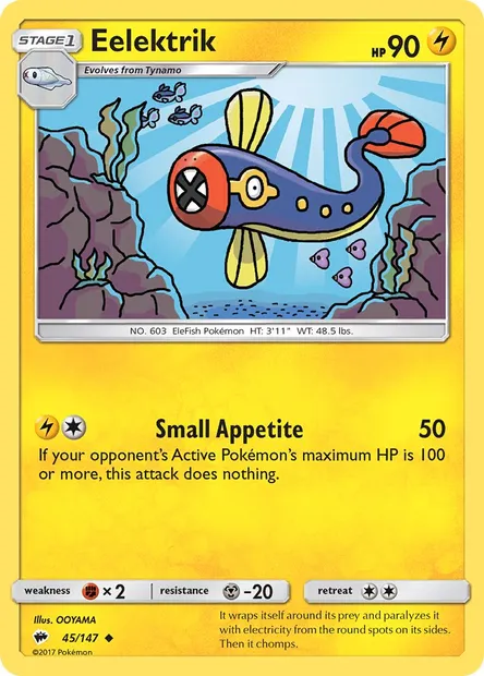 Eelektrik, Pokémon card BUS 45 — Burning Shadows set
