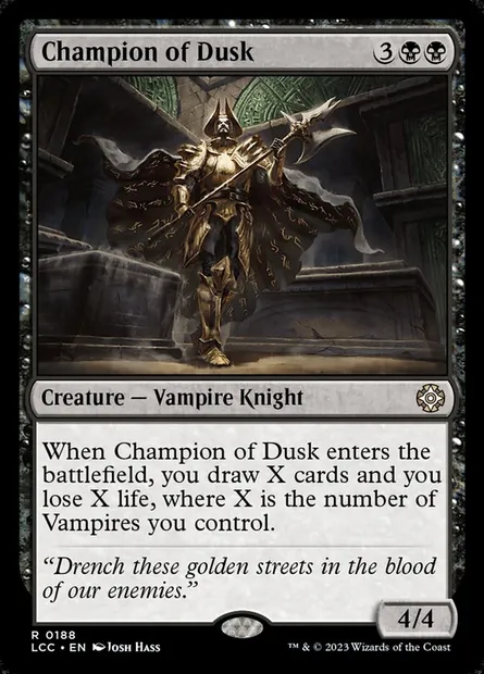 Champion of Dusk, Magic card LCC 188 — The Lost Caverns of Ixalan Commander set