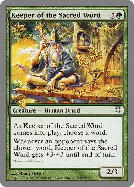 Keeper of the Sacred Word, carte Magic UNH 101 — extension Unhinged