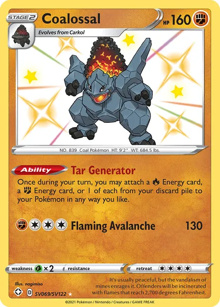 Coalossal, Pokémon card SHF SV069 — Shining Fates set