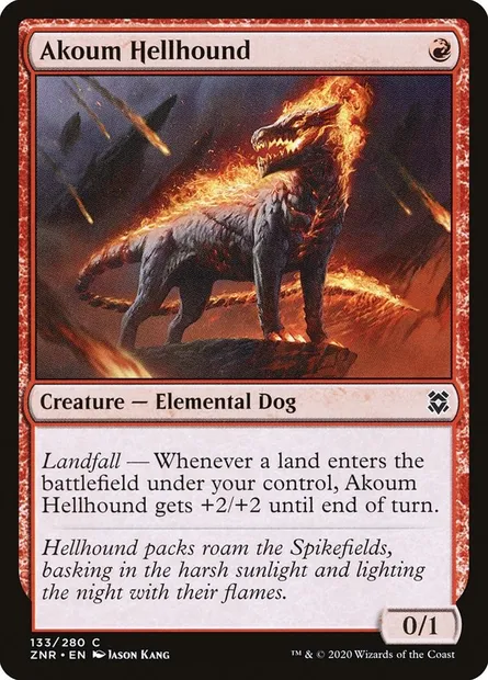 Akoum Hellhound, Magic card ZNR 133 — Zendikar Rising set