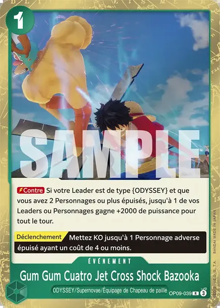 Gum Gum Cuatro Jet Cross Shock Bazooka, carte One Piece OP09-039 — extension LES NOUVEAUX EMPEREURS