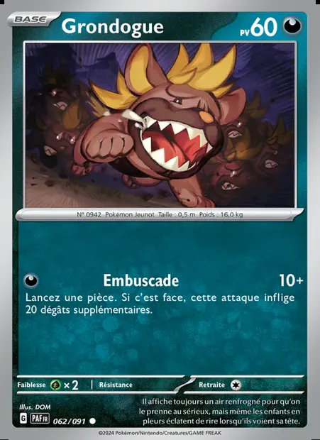 Grondogue, carte Pokémon PAF 062 — extension Destinées de Paldea