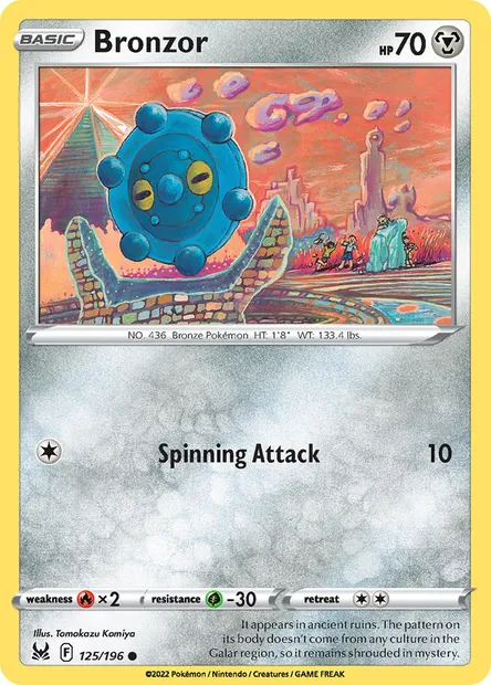 Bronzor, Pokémon card LOR 125 — Lost Origin set