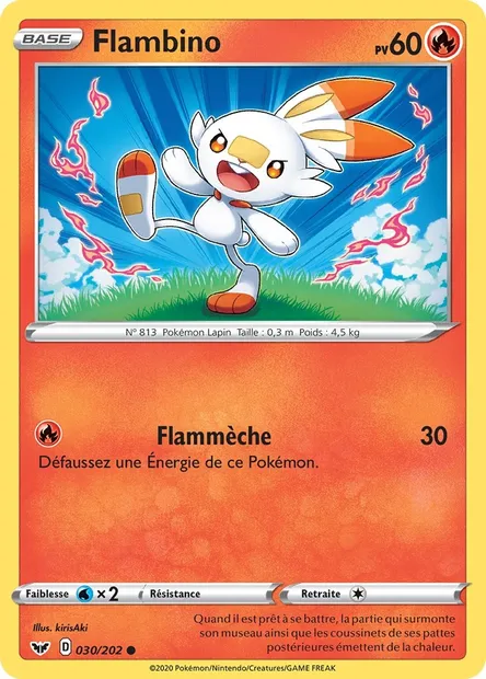Flambino, carte Pokémon SSH 30 — extension Épée et Bouclier