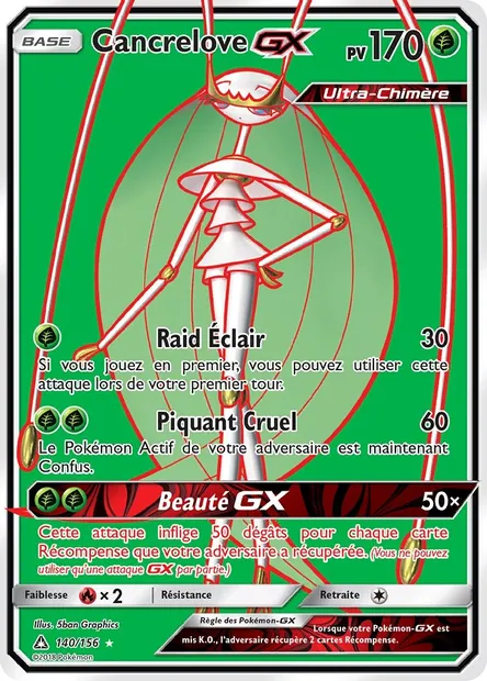 Cancrelove GX, carte Pokémon UPR 140 — extension Ultra-Prisme