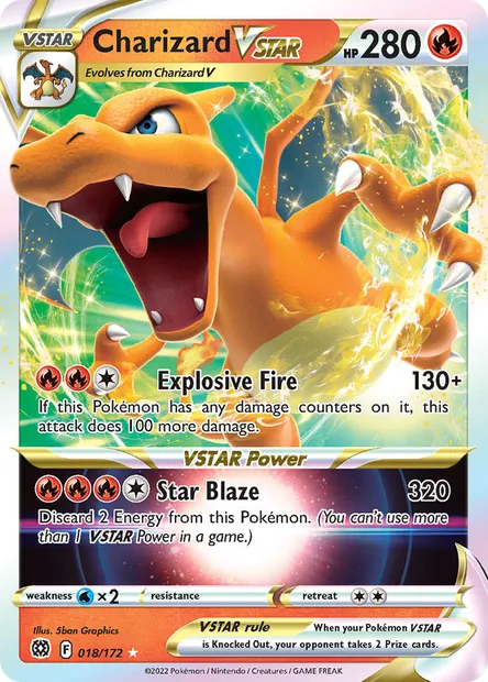 Charizard VSTAR, Pokémon card BRS 018 — Brilliant Stars set