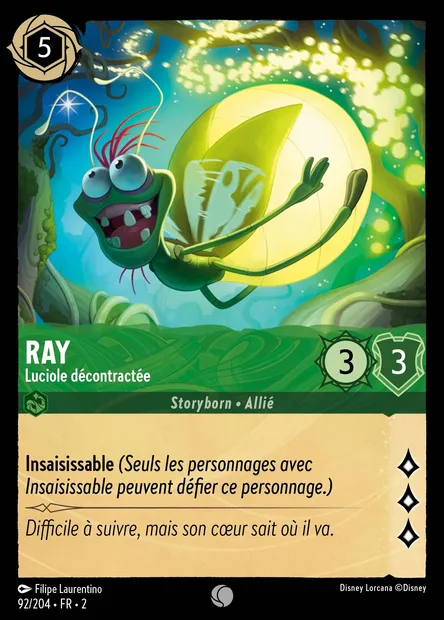 Ray - Luciole décontractée, carte Disney Lorcana CH2-092 — extension L'Ascension des Floodborn
