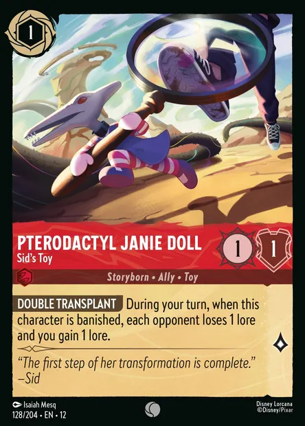 Pterodactyl Janie Doll - Sid's Toy, Disney Lorcana card CH12-128 — Wilds Unknown set