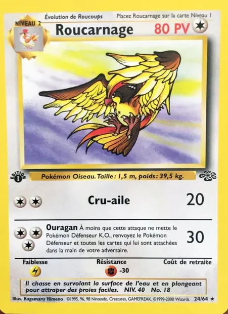 Roucarnage, carte Pokémon JU 24 — extension Jungle