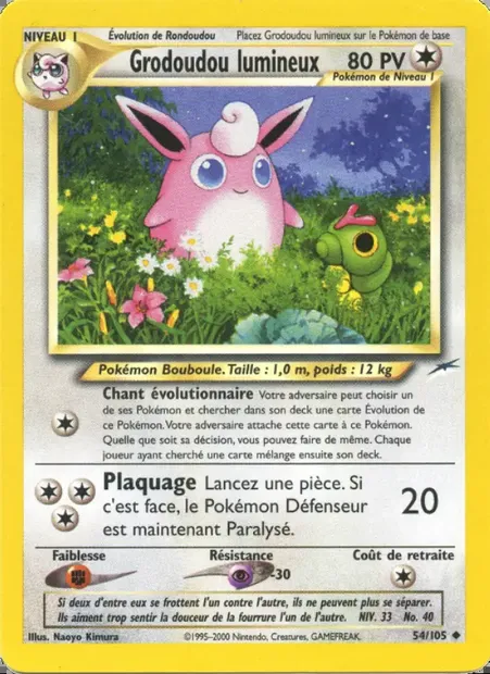 Grodoudou lumineux, carte Pokémon NDE 54 — extension Neo Destiny