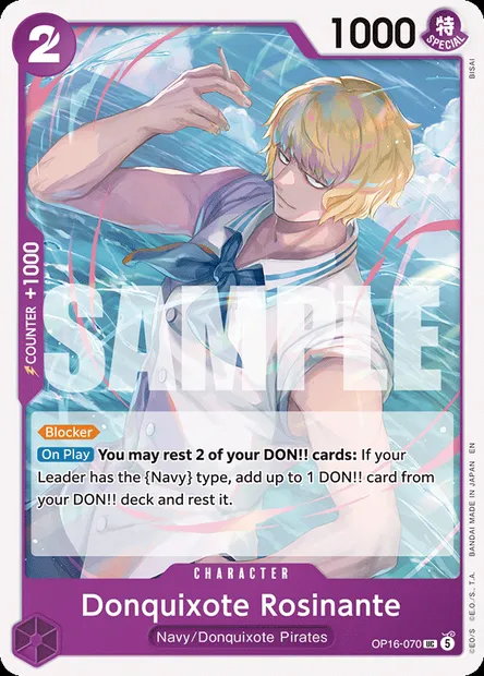 Donquixote Rosinante, One Piece card OP16-070 — THE TIME OF BATTLE set