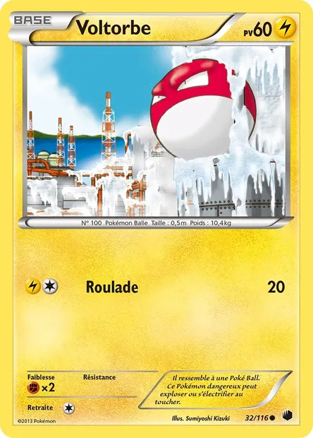 Voltorbe, carte Pokémon PLF 32 — extension Glaciation Plasma
