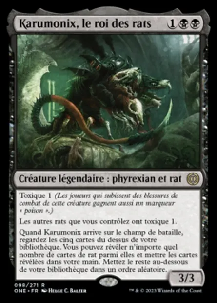 Karumonix, le roi des rats, carte Magic ONE 98 — extension Tous Phyrexians