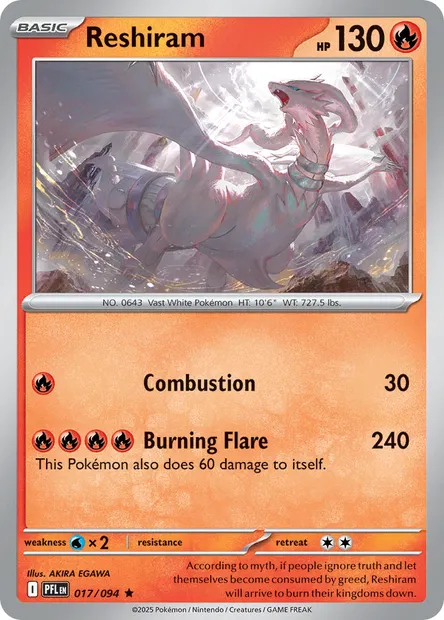 Reshiram, Pokémon card PFL 017 — Phantasmal Flames set