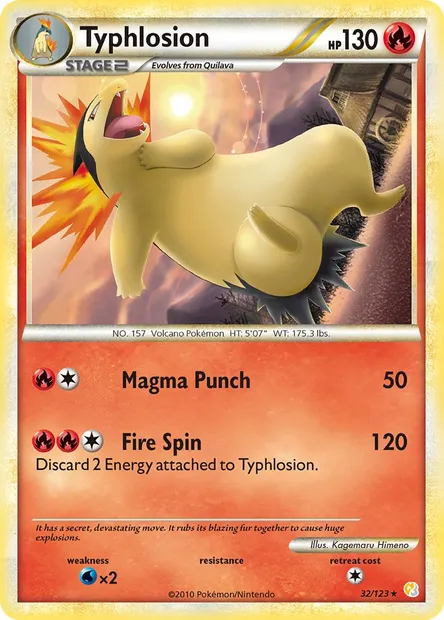 Typhlosion, Pokémon card HS 32 — HeartGold SoulSilver set