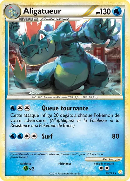 Aligatueur, carte Pokémon HS 20 — extension HeartGold SoulSilver