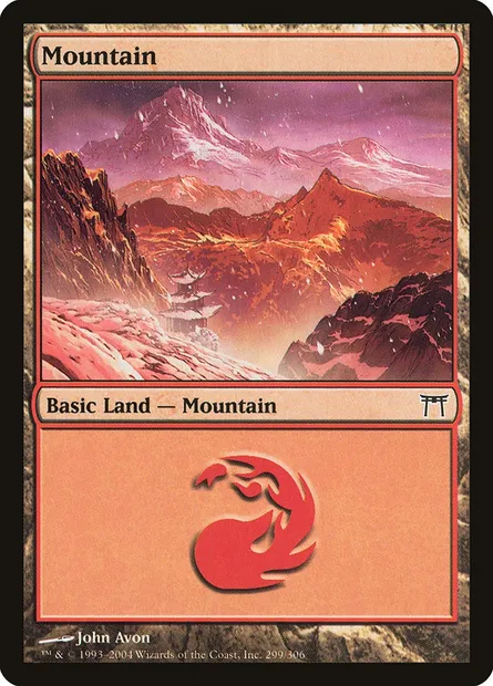 Montagne, carte Magic CHK 299 — extension Guerriers de Kamigawa