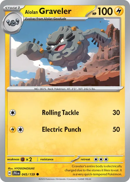 Alolan Graveler, Pokémon card JTG 045 — Journey Together set