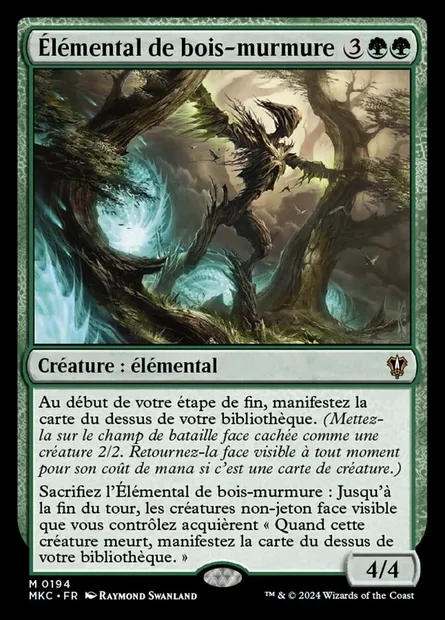 Élémental de bois-murmure, carte Magic MKC 194 — extension Murders at Karlov Manor Commander