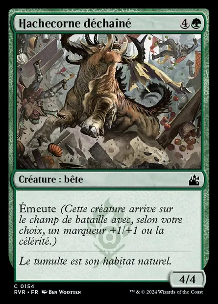 Hachecorne déchaîné, carte Magic RVR 154 — extension Ravnica Remastered