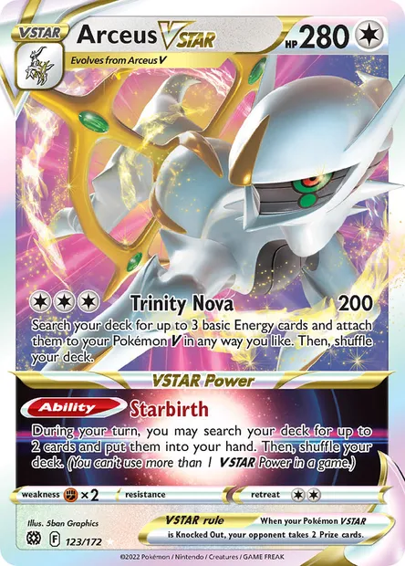 Arceus VSTAR, Pokémon card BRS 123 — Brilliant Stars set