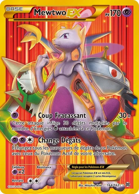 Mewtwo EX, carte Pokémon BKT 164 — extension Impulsion Turbo