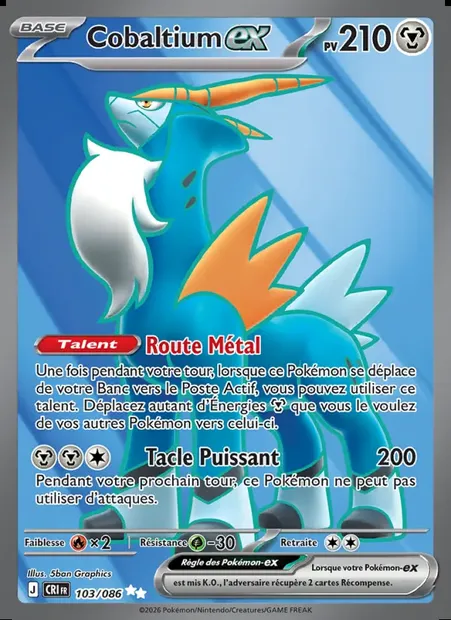 Cobaltium-ex, carte Pokémon CRI 103 — extension Chaos Ascendant