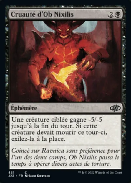 Cruauté d'Ob Nixilis, carte Magic J22 451 — extension Jumpstart 2022