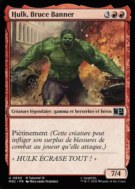 Hulk, Bruce Banner, carte Magic MSC 850 — extension Marvel Super Heroes Commander