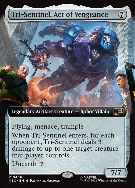 Tri-Sentinel, Act of Vengeance, Magic card MSC 456 — Marvel Super Heroes Commander set